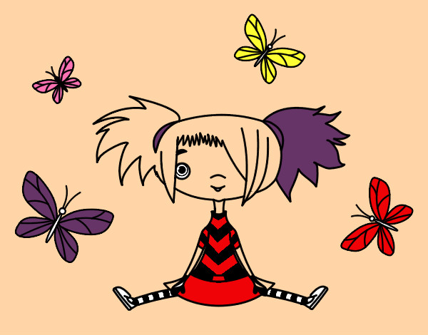 Niña con mariposas