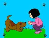 Dibujo Niña y perro jugando pintado por javita13