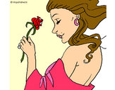 Dibujo Princesa con una rosa pintado por grandma