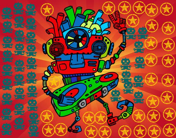 Dibujo Robot DJ pintado por branex
