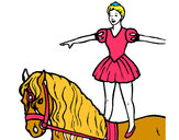 Dibujo Trapecista encima de caballo pintado por danelia