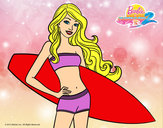 Dibujo Barbie con tabla de surf pintado por DiamondIre