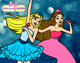 Dibujo Barbie y la princesa cantando pintado por cotiza