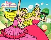 Dibujo Barbie y la princesa cantando pintado por hapiest