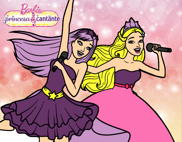 Dibujo Barbie y la princesa cantando pintado por lolaxxx