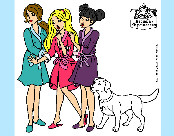 Dibujo Barbie y sus amigas en bata pintado por dafita123