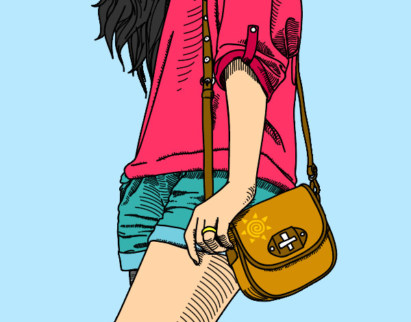 Dibujo Chica con bolso pintado por dafita123