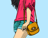 Dibujo Chica con bolso pintado por dafita123