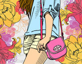 Dibujo Chica con bolso pintado por tropical