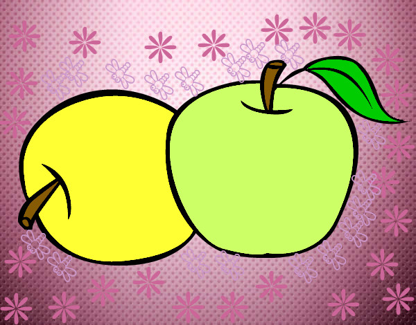 Dibujo Dos manzanas pintado por leonora900