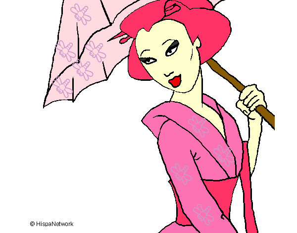 Dibujo Geisha con paraguas pintado por ANITA19