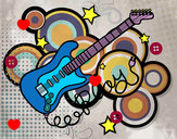 Dibujo Guitarra y estrellas pintado por natxim
