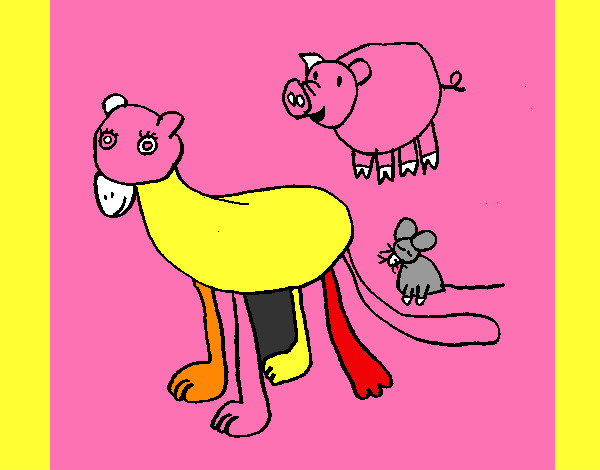 Leona, cerdo y ratón