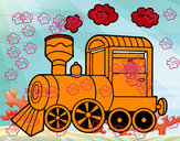 Dibujo Locomotora de vapor pintado por fuegos