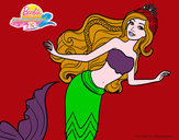 Dibujo Sirena nadando pintado por mansana