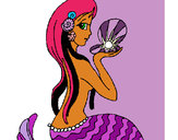 Dibujo Sirena y perla pintado por lilima