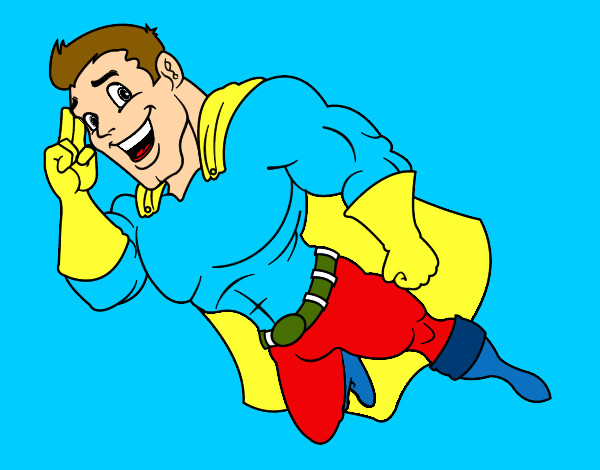 Dibujo Superhéroe volando pintado por javierachi