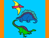 Dibujo Tres clases de dinosaurios pintado por kevinmat