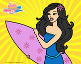 Dibujo Barbie va a surfear pintado por natxim