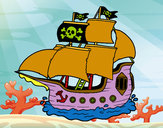 Dibujo Barco pirata pintado por hhjk