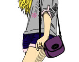 Dibujo Chica con bolso pintado por Lucii77