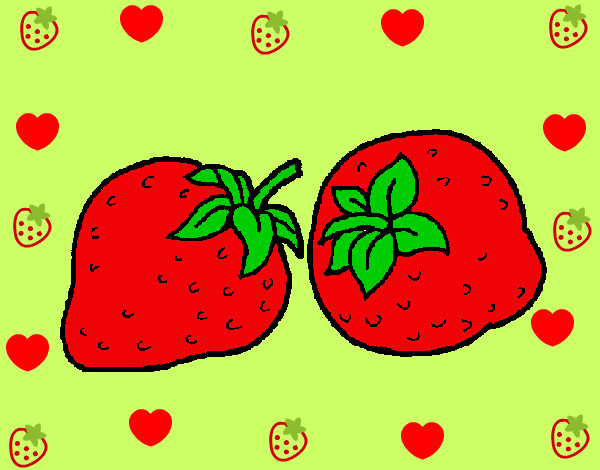 Dibujo fresas pintado por fe-nan-da