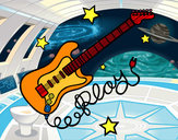 Dibujo Guitarra y estrellas pintado por sigis