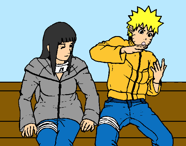 Dibujo Hinata y Naruto pintado por sango