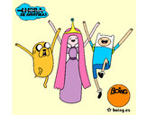 Dibujo Jake, Princesa Chicle y Finn pintado por ALESBA