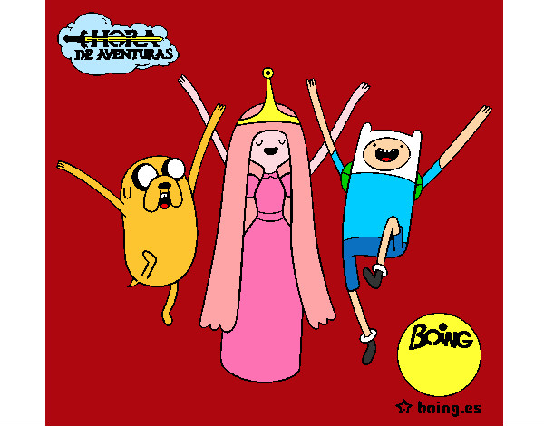 Dibujo Jake, Princesa Chicle y Finn pintado por haroldLCG