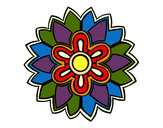 Dibujo Mándala con forma de flor weiss pintado por ICARLA