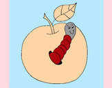 Dibujo Manzana con gusano pintado por MFCA
