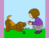 Dibujo Niña y perro jugando pintado por Feer12