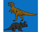 Dibujo Triceratops y tiranosaurios rex pintado por pysyasa