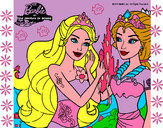 Dibujo Barbie se despiede de la reina sirena pintado por palomaran