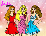 Dibujo Barbie y sus amigas vestidas de fiesta pintado por MariCeci