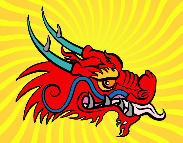 Dibujo Cabeza de dragón rojo pintado por hhjk