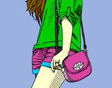 Dibujo Chica con bolso pintado por Andrea300