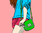 Dibujo Chica con bolso pintado por MelanieF