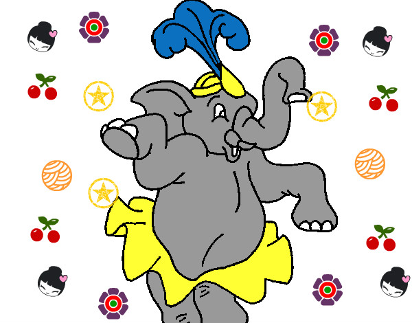 Dibujo Elefante bailando pintado por yackely