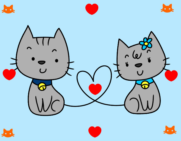 Dibujo de Gatos enamorados pintado por Mili222 en  el día  22-06-13 a las 21:47:28. Imprime, pinta o colorea tus propios dibujos!