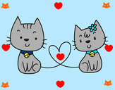 Dibujo Gatos enamorados pintado por mili222