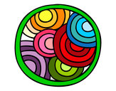 Dibujo Mandala circular pintado por yolki