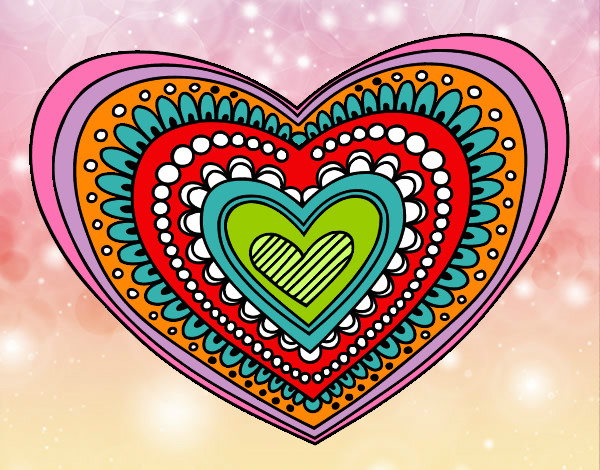 Dibujo Mandala corazón pintado por florchita