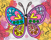Dibujo Mandala mariposa pintado por kinda