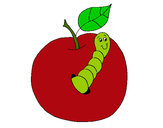 Dibujo Manzana con gusano pintado por morenitax