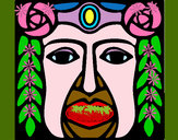 Dibujo Máscara Maya pintado por prof
