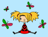 Dibujo Niña con mariposas pintado por lilia11