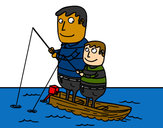 Dibujo Padre e hijo pescando pintado por jdrg12