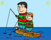 Dibujo Padre e hijo pescando pintado por TRISTAN04